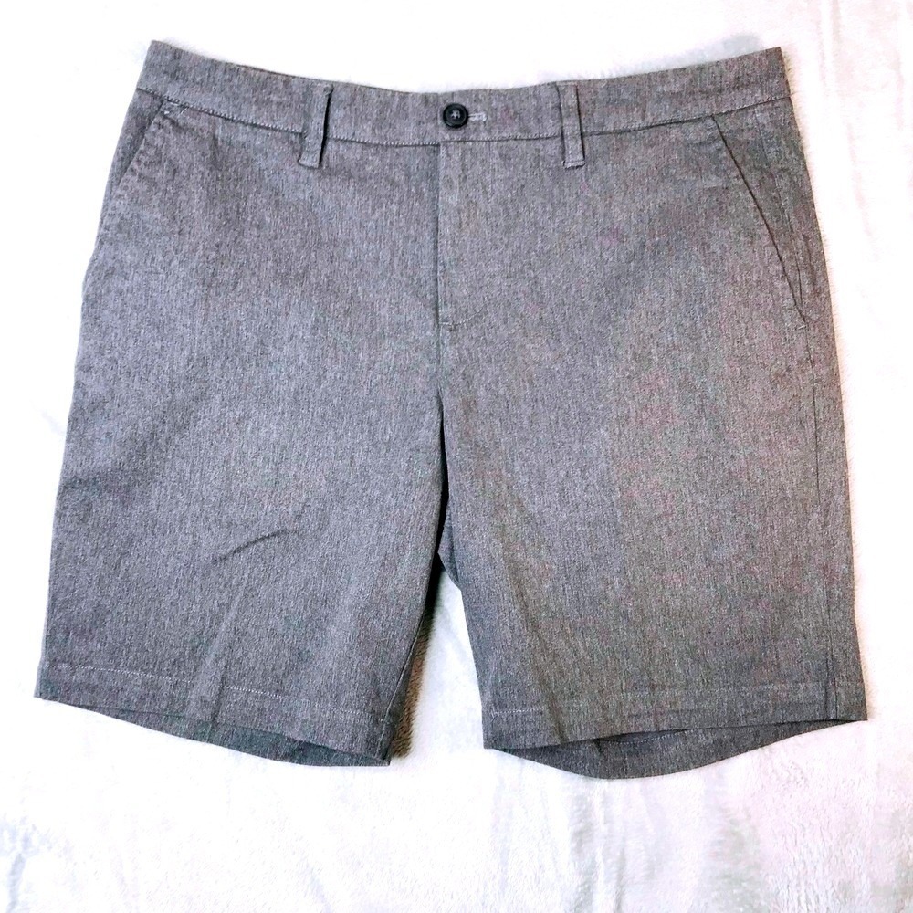 Hawker Rye Chino Shorts Mens 34 x 9 Heather Grey Flat Front Casual Classic
